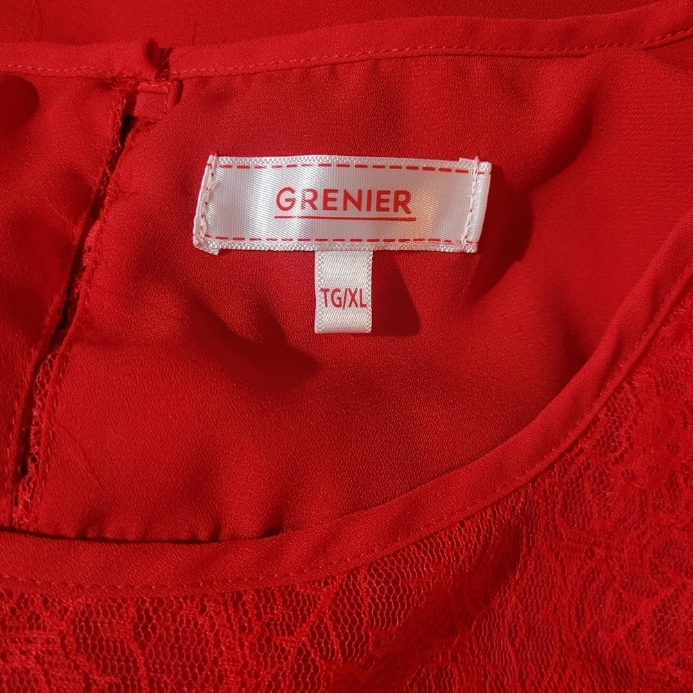 Grenier Women's Red Bell Sleeved Lace Detailed Blouse Size XL - Picture 7 of 7